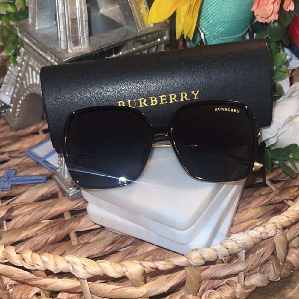 Burberry Black and Gold Square Sunglasses